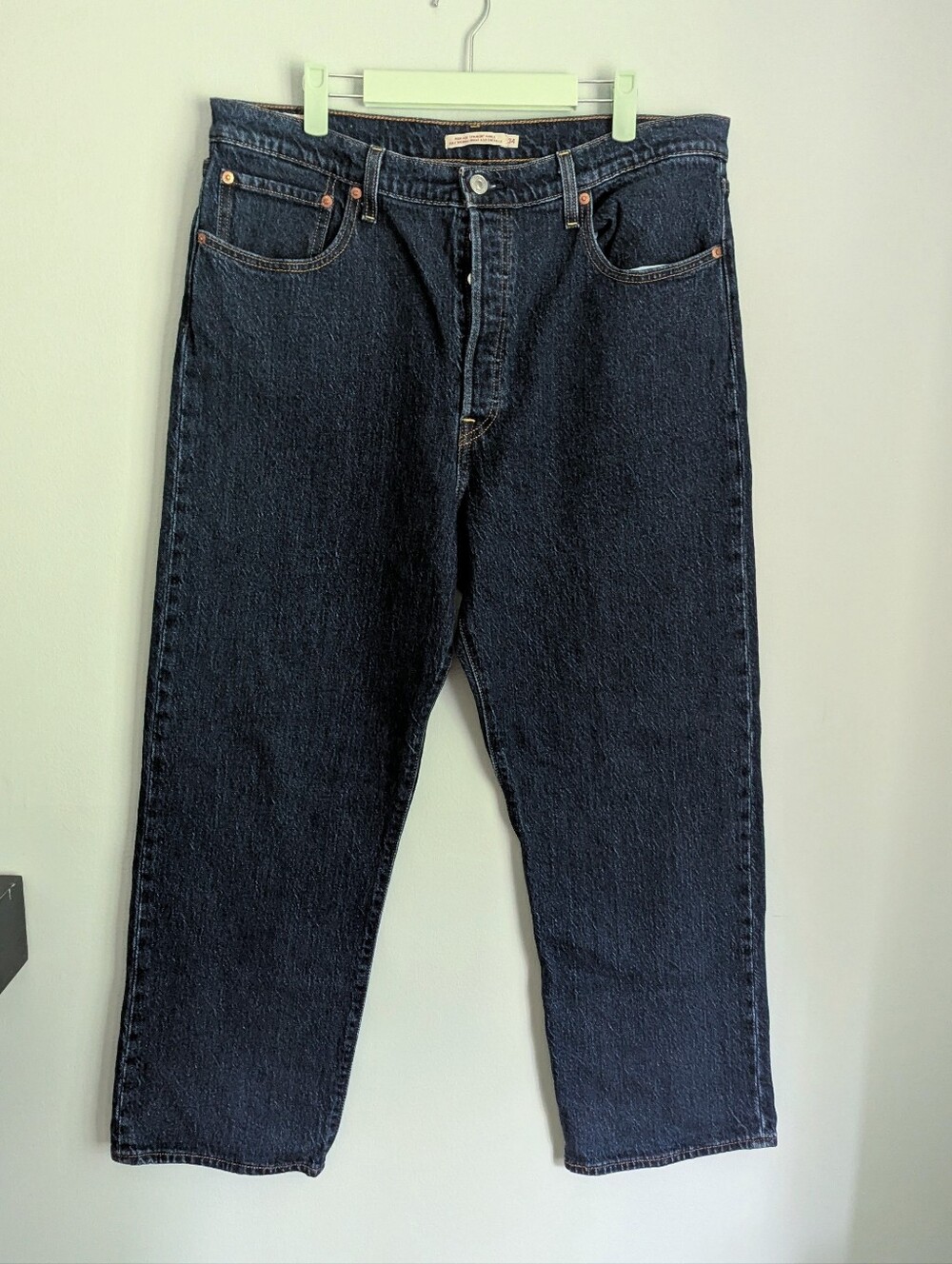 Levis Premium Ribcage Straight Ankle Jeans Women's 34 Dark High Rise Button Fly